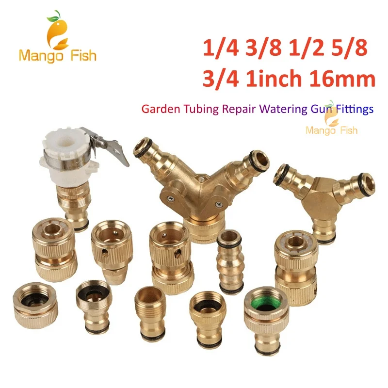 1/2\'\' 3/4\'\' 1\'\' Brass Tap Quick Connecter 16mm 20mm Copper Hose Coupling Adapter Garden Tubing Repair Watering Gun Fittings Tool