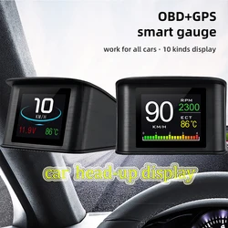 Car HUD OBD GPS Display Speedometer Oil Pressure  Air-fuel Ratio Voltage Speed Temperature Car Smart Head-up Display