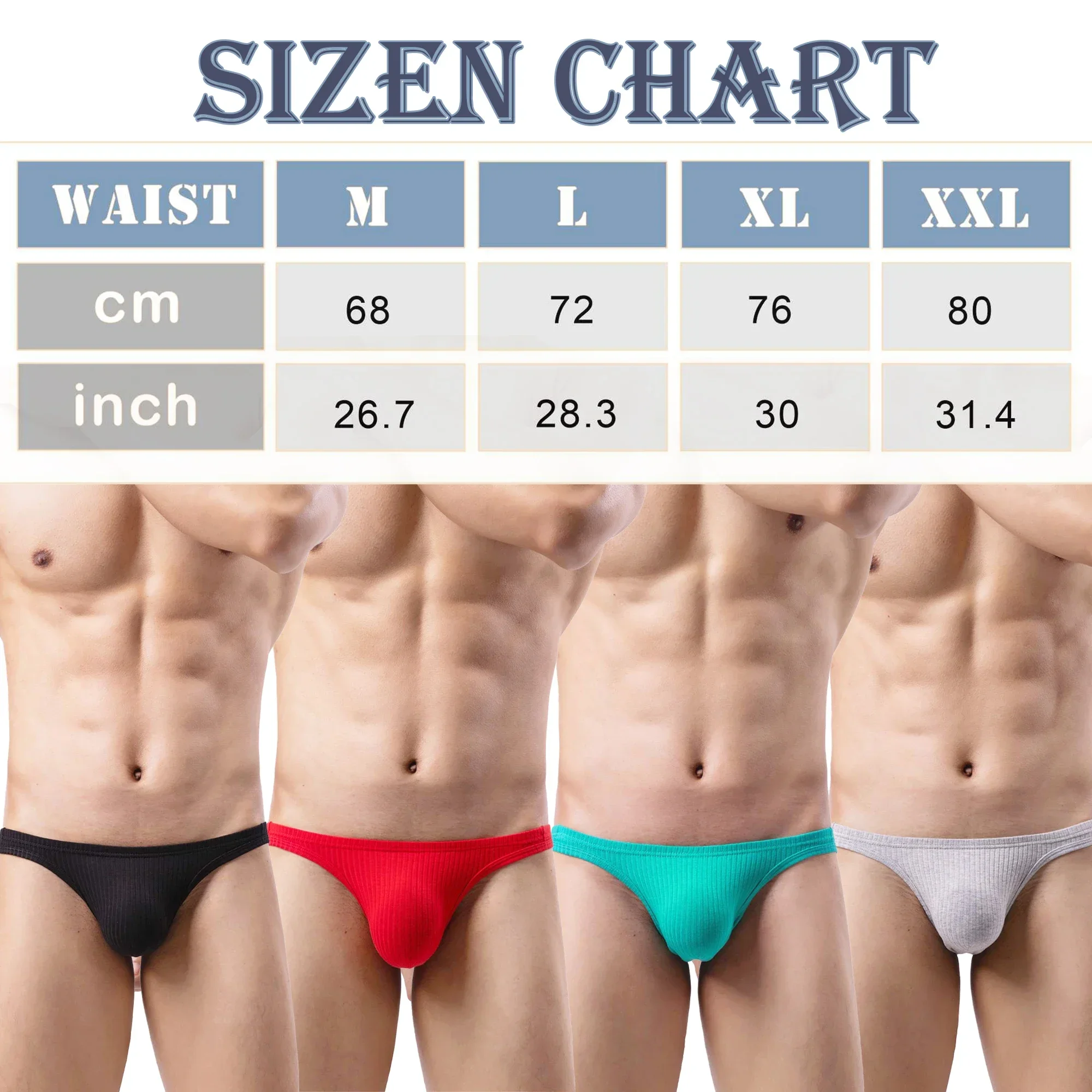 Men's Convex Pouch Briefs Low Waist Breathable Soft Underwear Comfy Panties Solid Color Underpants Striped Sexy Male Lingeries