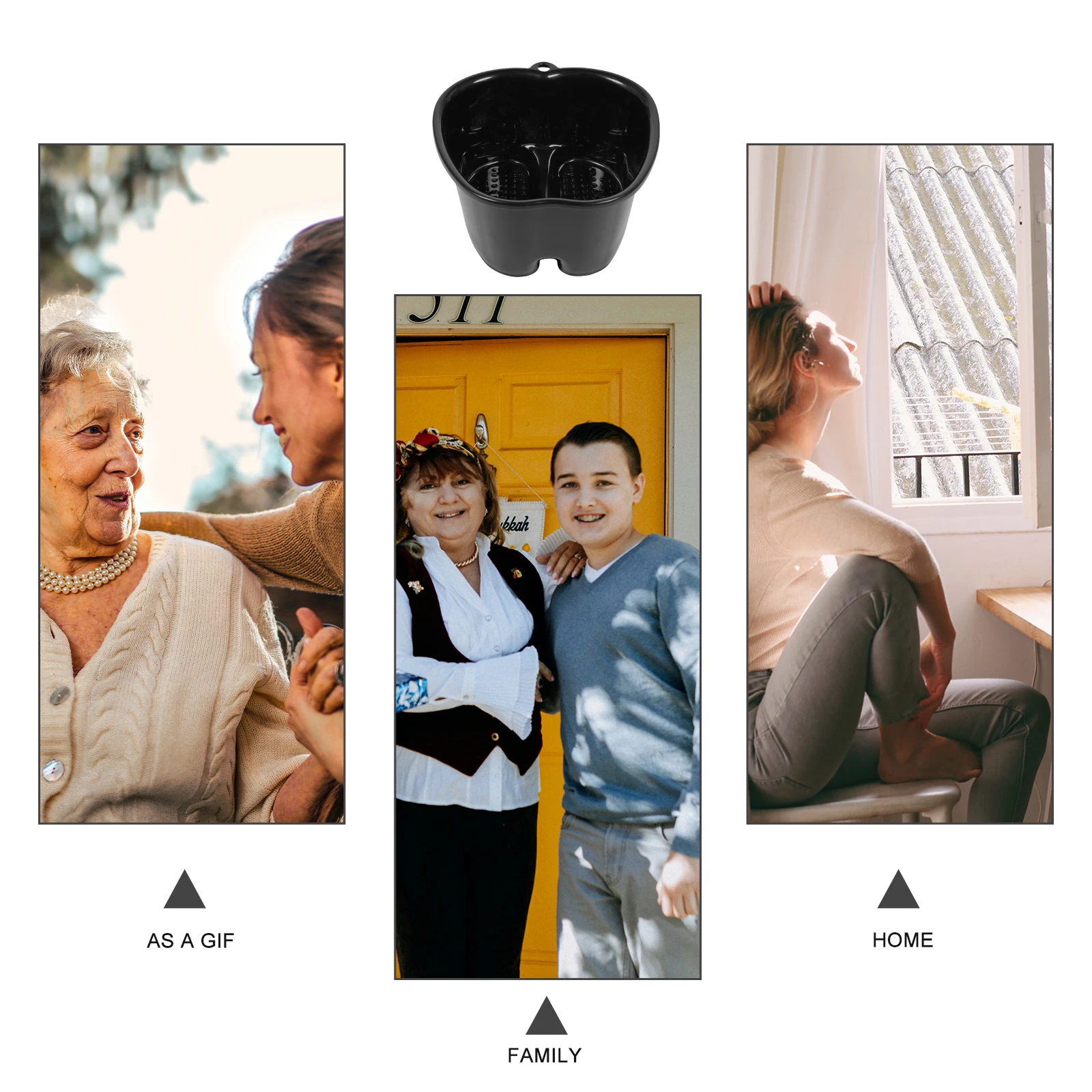 

Black Foot Bath Tub Durable Spa Basin for Home Massage Shop Insulated Travel Use Plastic Non Leak Functional Gift Parents