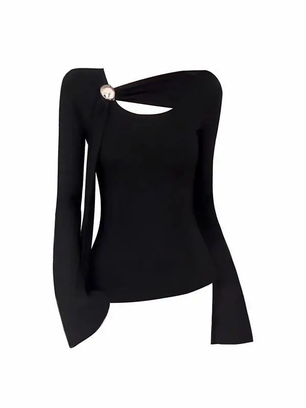 

Женская модная футболка Slim Fit Base irt Long Sve с дизайном и поясом для дрейфа, осенний сезон, повседневный топ Sli