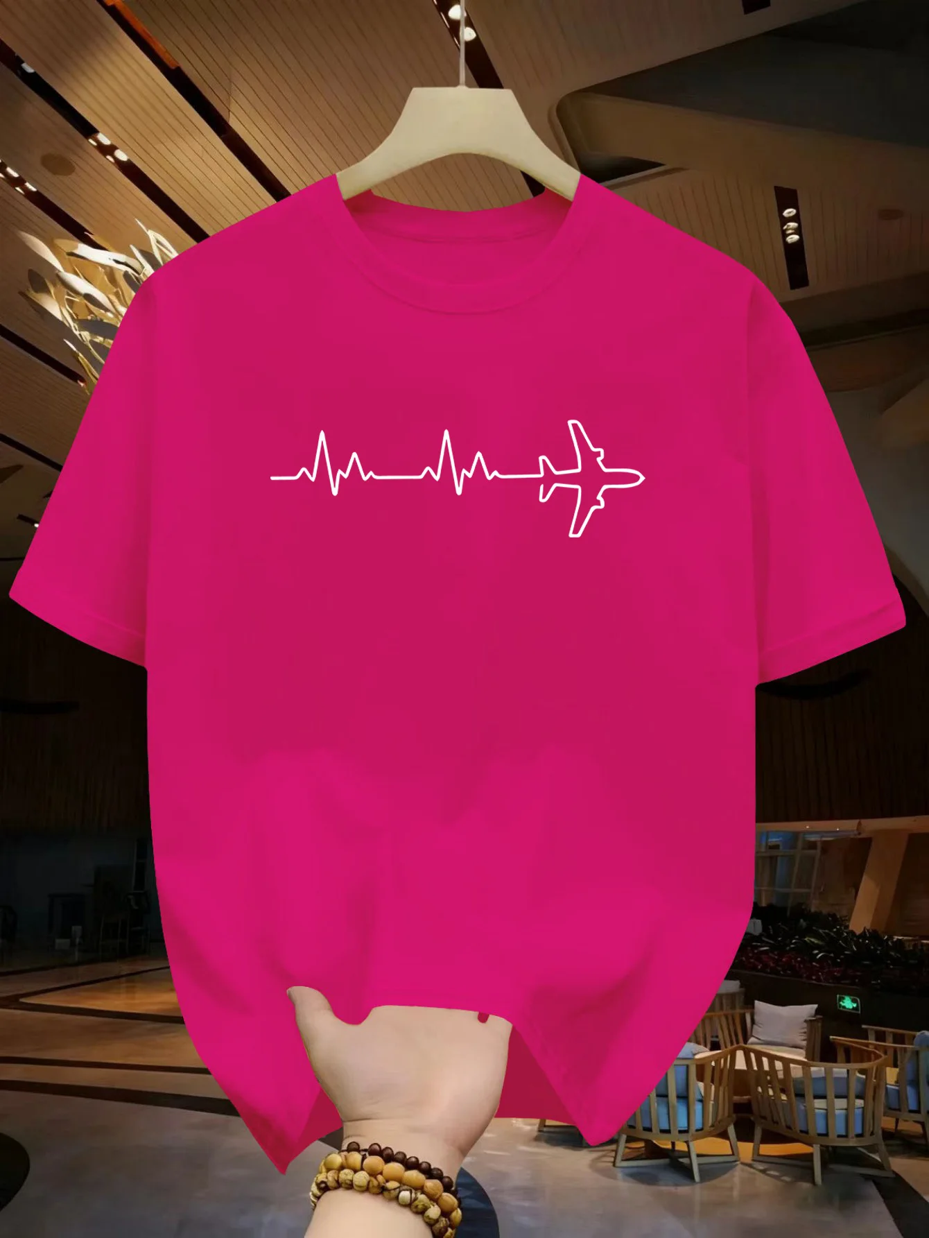 Heartbeat Flight Airplane Lines Art Printed Patterns Daily Leisure Comfortable Parent Child Fashion Children's Short Sleeves