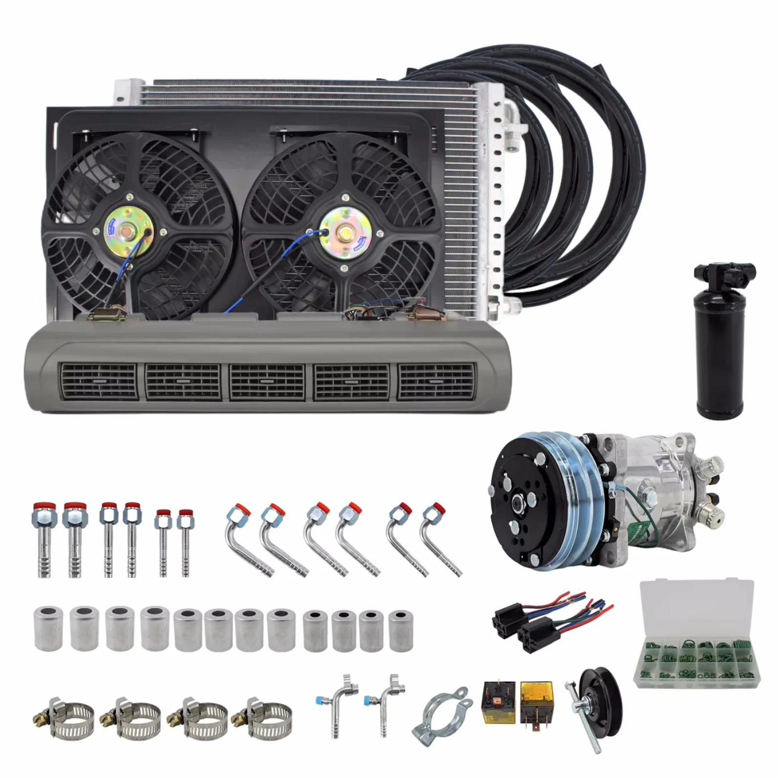 RV65F 12V/24V automobile air conditioning 508 compressor kit, fo truck bus RV recreational vehicle AC accessories