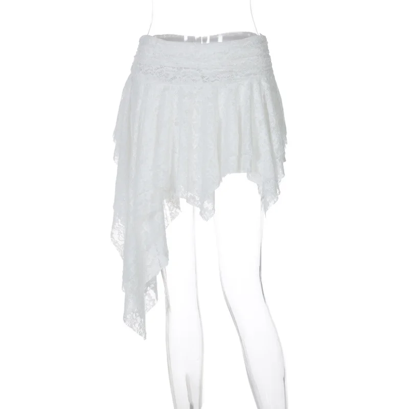 Women'S Spring/Summer New Collection Irregular Design Sensation Spicy Girl Pure Desire Style Lace Half Skirt