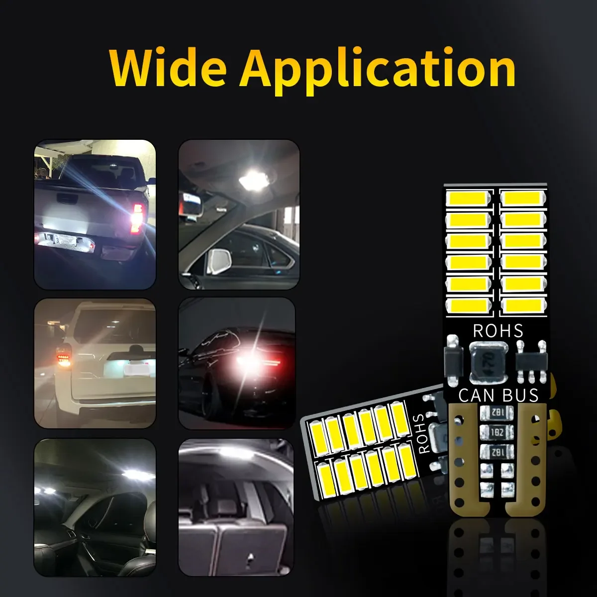 4PCS T10 W5W 168 CANBUS 4014 24SMD LED Turn Signal Brake Reading Lights for Car Signal Lights 6000K 12V