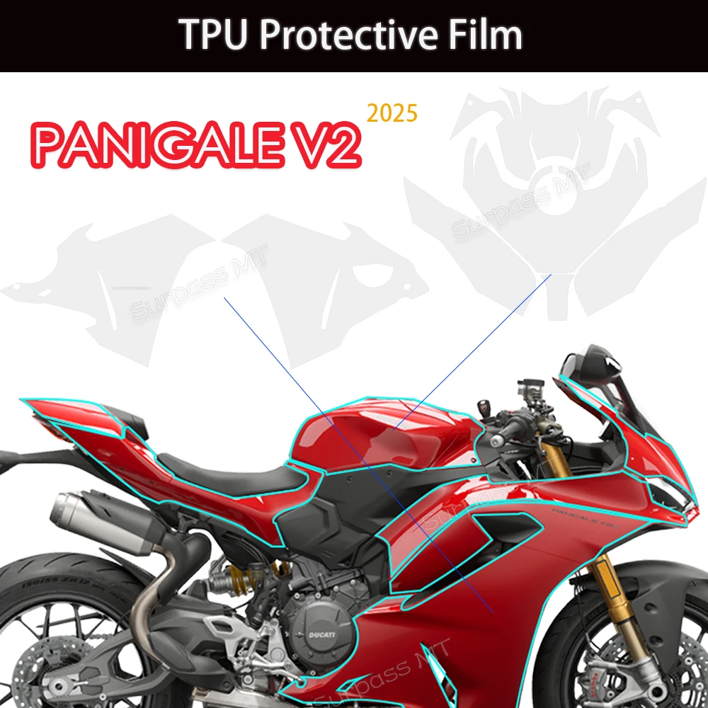 Motorcycle PPF PANIGALE V2 2025 Paint Protection Film Set For DUCATI PANIGALE V2 TPU Protective Self-Healing Full Body FILM
