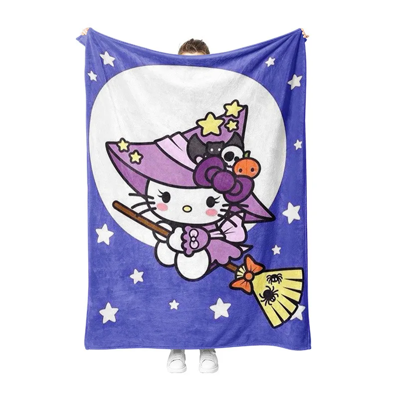 Sanrio Hello Kitty Halloween Blanket Winter Living Room Sofa Warm Large Flannel Blanket Office Multifunction Travel Blanket