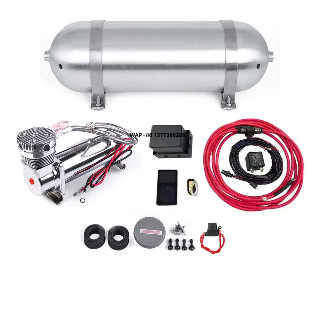 

Universal Economy Edition Air Management Kit Three-Segment Memory Air Ride Suspension Kit W/1x3Gallon Air Tank&1xCompressor Pump