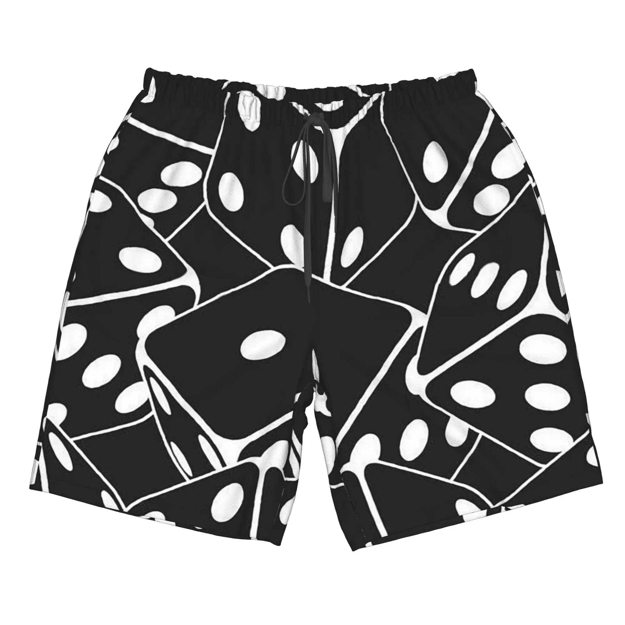 Geometric Dice Pattern Trunks Beach Board Shorts Casual Quick Dry Swimming Summer Men Pants