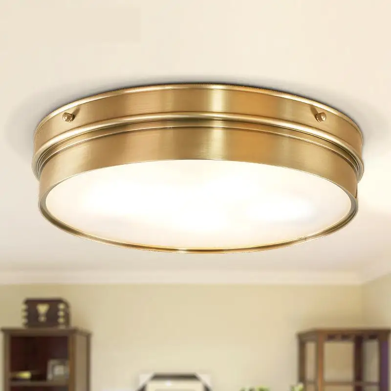 Art deco Kitchen Vintage Copper Ceiling Light For Restaurant Dining Room Bedroom deco Ceiling Lamp office panel Lighting fixture