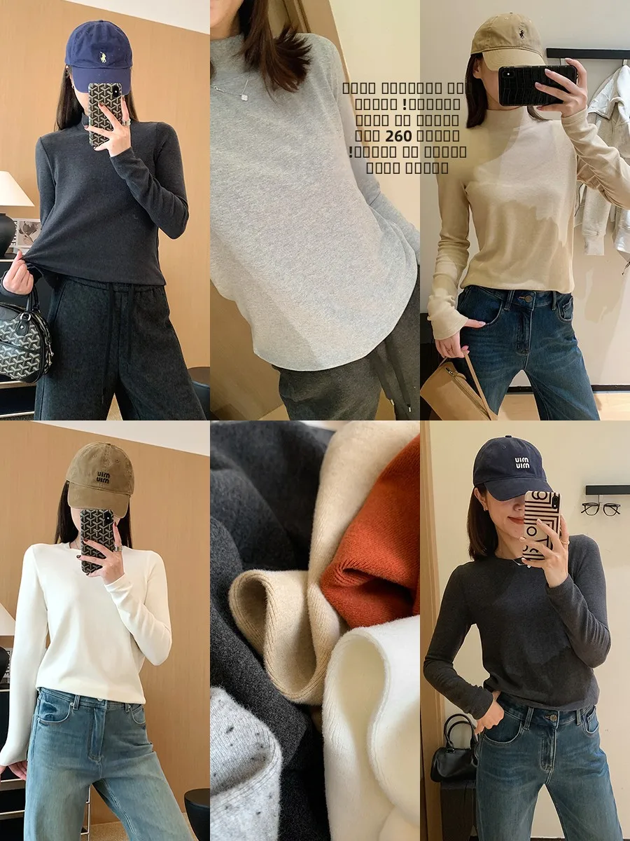 

Женская футболка Camere Feel с длинным рукавом, двойным воротником, плотностью 260 г, двусторонняя, с начесом, базовый слой, для повседневной носки