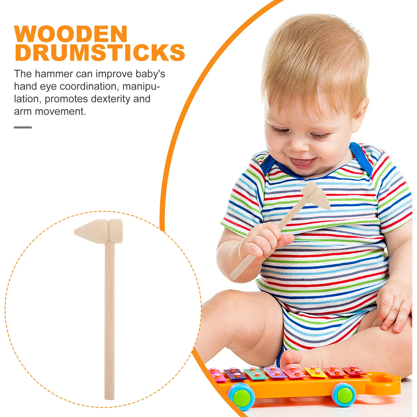 5pcs Mini Wooden Hammers For Kids Small Portable Wood Mallet Game Prop Blocks Building Pounding Play Mallet Hammer Tool Wood