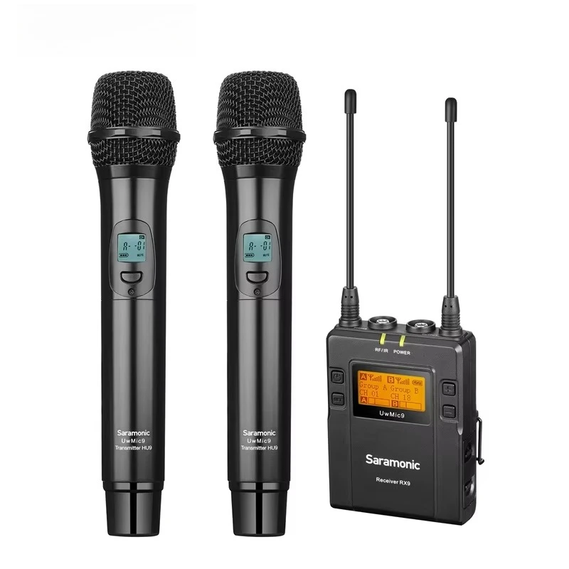 Saramonic UwMic9 UHF Wireless Lavalier Microphone System With 2 Handheld Mic + 1 Transmitter (UwMic9 RX9+HU9+HU9)