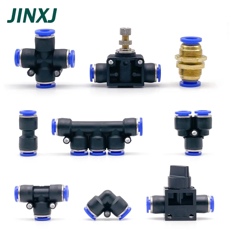 Pneumatic Fitting Pipe Connector Tube Air Quick Fittings Water Push In Hose Plastic 4/6/8/10/12/14/16mm PU PY PV PZA Connectors