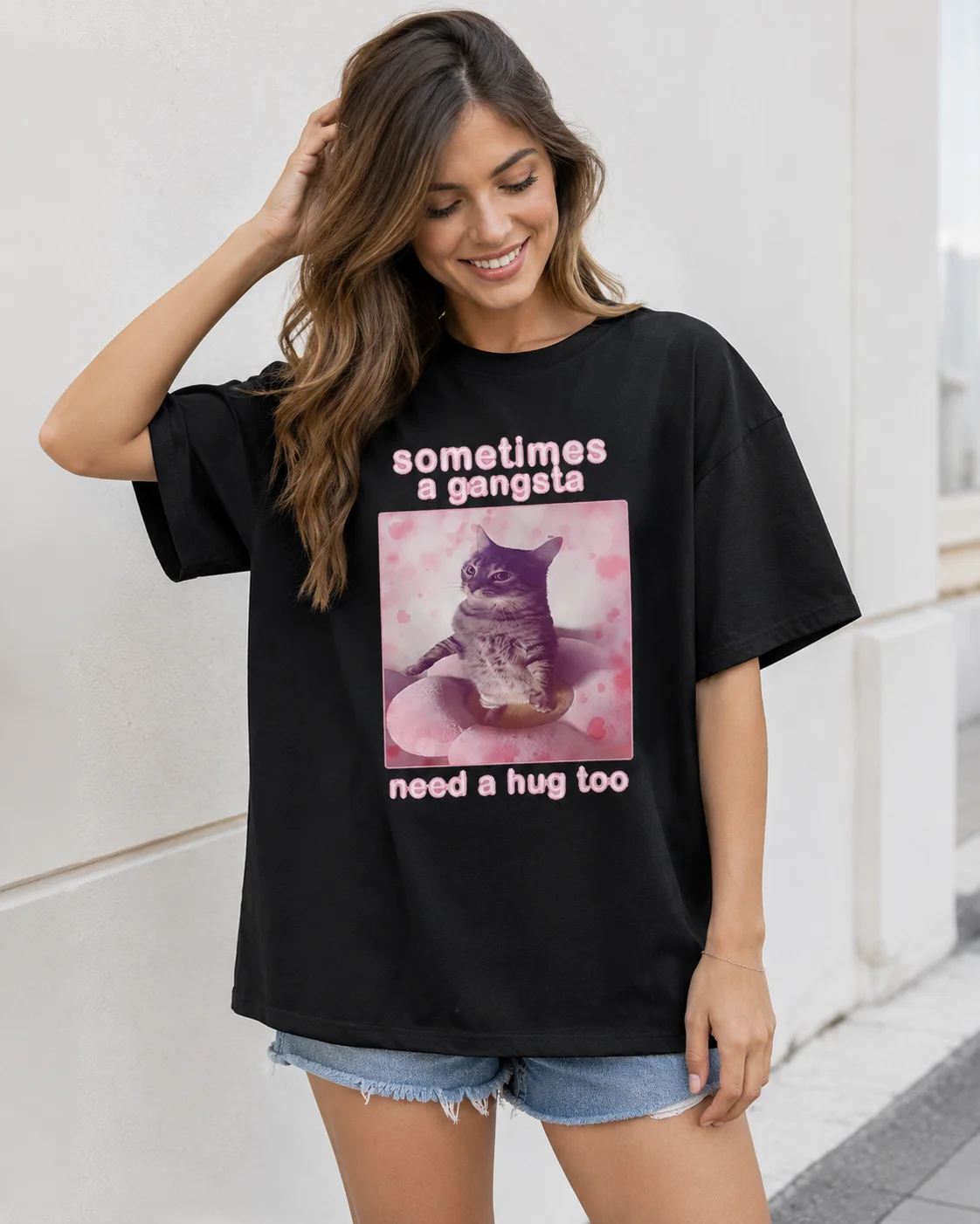 Sometimes A Gang Needs A Hug for Fun Cat Enthusiast T-shirts for Men and Women Goofy Ahh T-shirts Y2k T-shirts Oversized Tshirts