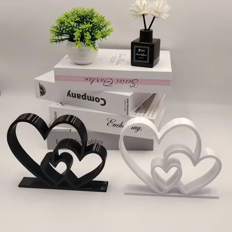 2026 New Heart-to-Heart Statue - Black & White Love Ornament, Desk & Bookshelf Decor, Valentine’s Gift, Home Decoration