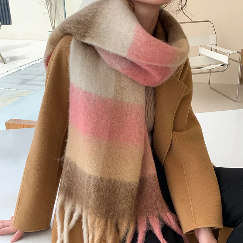 Women's Extra Thick Fluffy Warm Shawl Wrap Large Soft Blanket Scarf Fashionable Autumn Winter Outdoor Neck Warmer