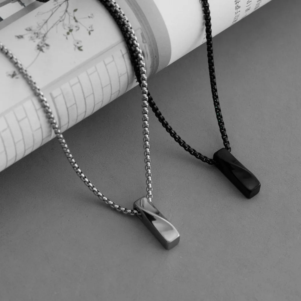 Retro Herren Geometrie Möbius Anhänger Halskette Mode Edelstahl Schmuck Trend Casual Outfit Halsketten-Accessoires – Detail 3