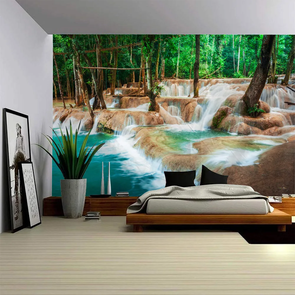 Natural Landscape Tapestry Wall Hanging Beach Picnic Rug - Camping Tent Sleeping Pad Home Decor Bed Sheet - Beautiful Scenic Des