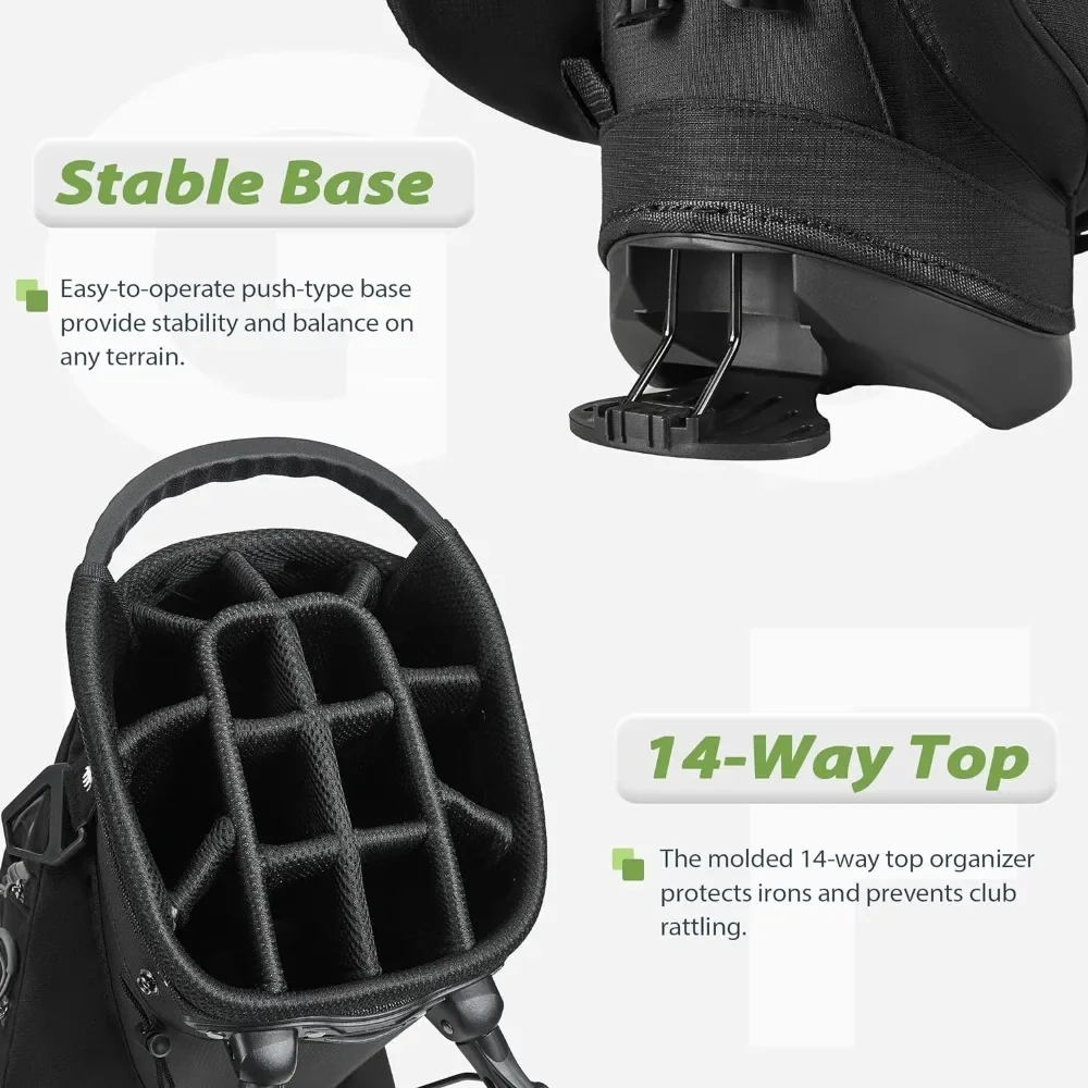 14-Way Golf Stand Bag, Golf Bag with Stand - Lightweight & Durable Golf Club Bag for Men & Women