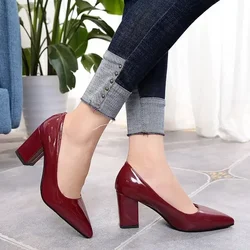 2023 Women's High Heels Sexy Bride Party mid Heel Pointed toe Shallow mouth High Heel Shoes Women shoes big size 35-43