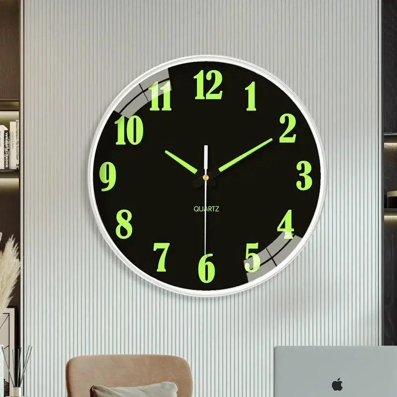 8 Inch Luminous Wall Clock Modern Silent Non-Ticking Quartz Clock Night Glow Home Decor for Living Room Bedroom