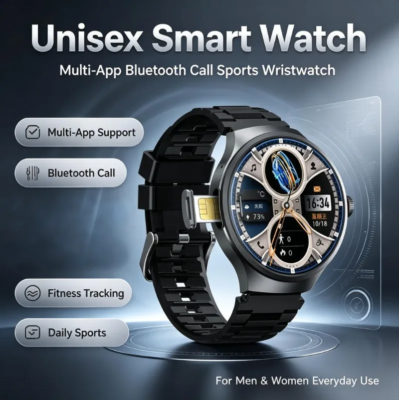 New Men 4G Android Smartwatch,WiFi Touch Screen Independent Call Outdoor Sports Fitness Multifunctional Wrist Watch
