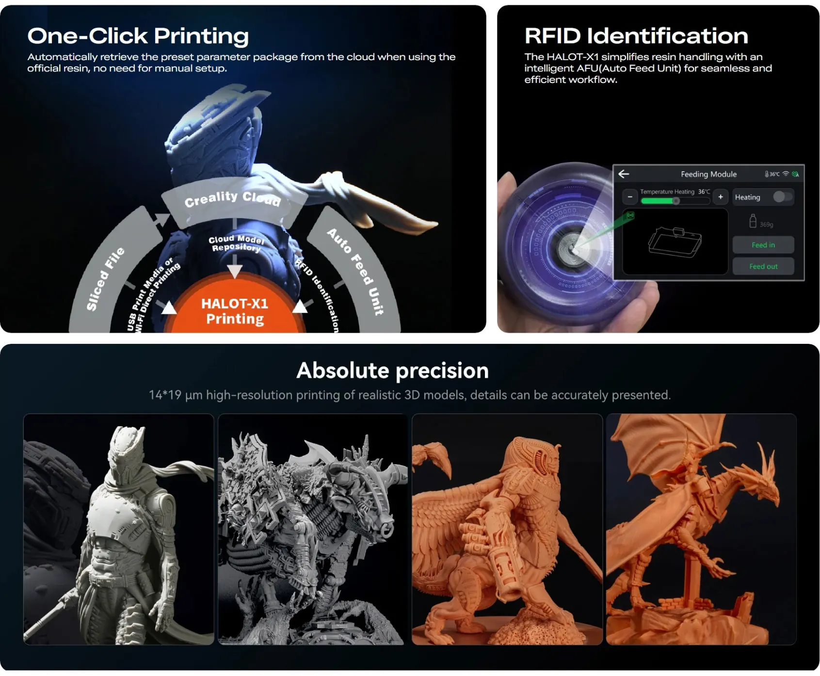 Creality Halot X1 3D Printer 16K Resolution Screen High-Speed LCD Automatic Exquisite Details Supports PETG Material New 1 Year