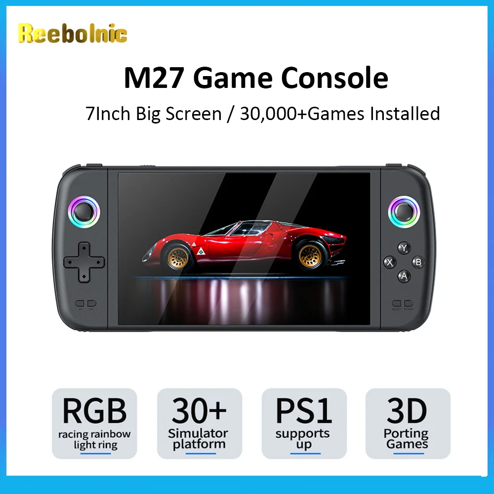 

Игровая консоль Reebolnic M27,0-дюймовый IPS-экран, 30 + симуляторы, 30 000 + установка игр, портативная игровая консоль в стиле ретро, портативная 4000 мАч