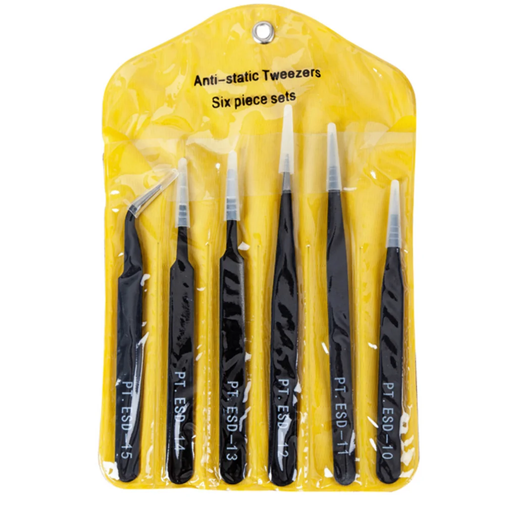 ESD Anti-Static Stainless Steel Tweezers Precision Maintenance Industrial Repair Curved Tool Home Working Model Making Hand Tool