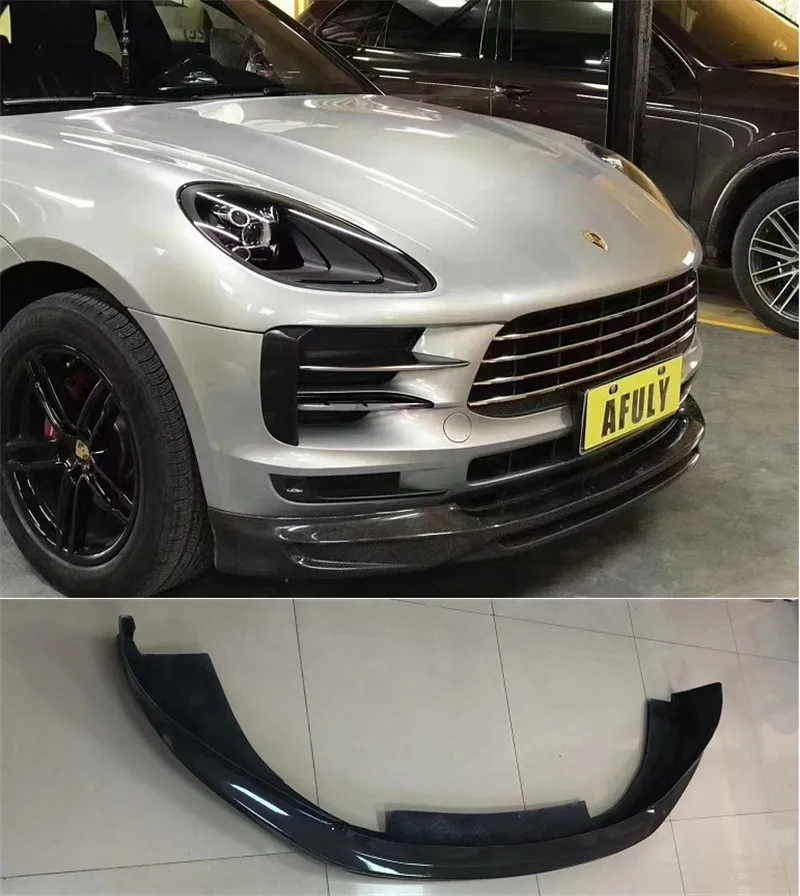 

For Porsche Macan 2019 2020 2021 High Quality Real Carbon Fiber Front Bumper Lip Spoiler