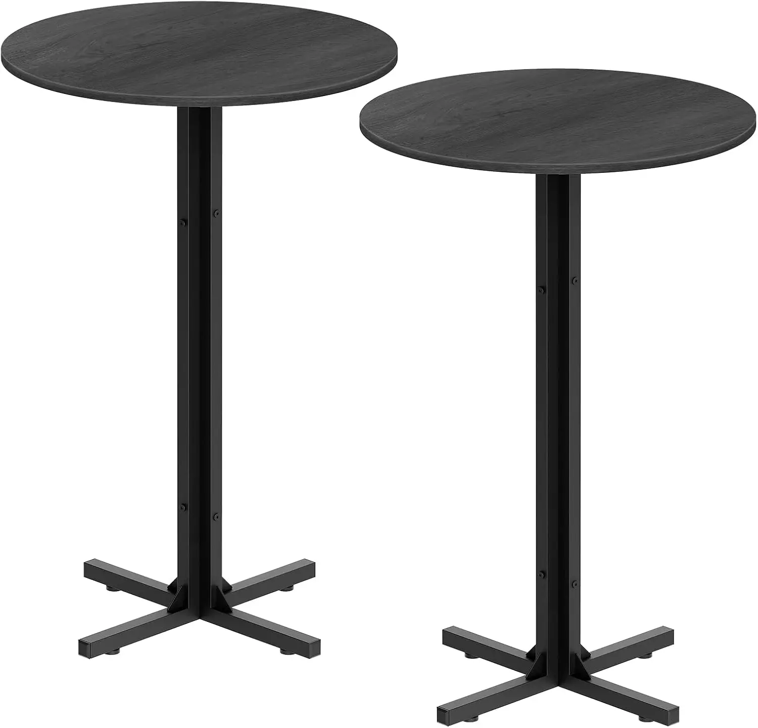 Round Bar Table Set of 2, Counter Height Pub Table, Bar Height Cocktail Table, Versatile Use, for Dining Room, Kitchen, Bar, Pub, Cafe, Black BT10L2BB