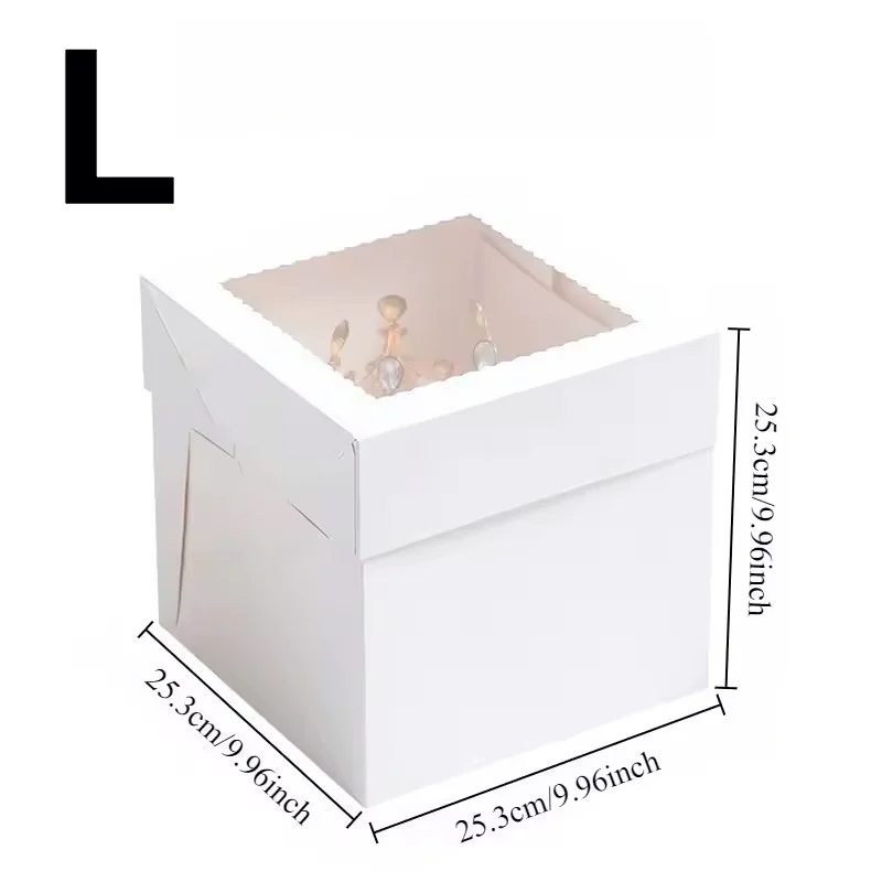 yes2/4/6PCS Disposable White Cake Boxes with Window Wedding Birthday Disposable White Cake Boxes Storage Shop Decorating Supplie view 6
