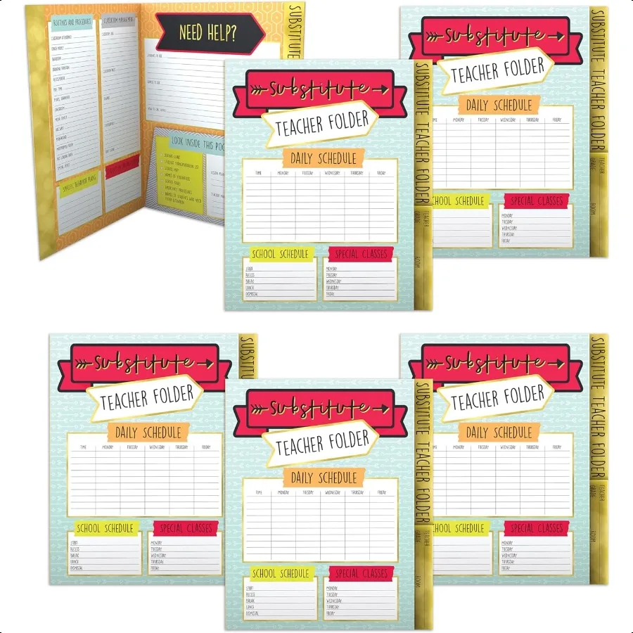 

Carson Dellosa 6Pack Substitute Teacher Folder Schedules Routines Procedures Classroom Management Contact Information and More