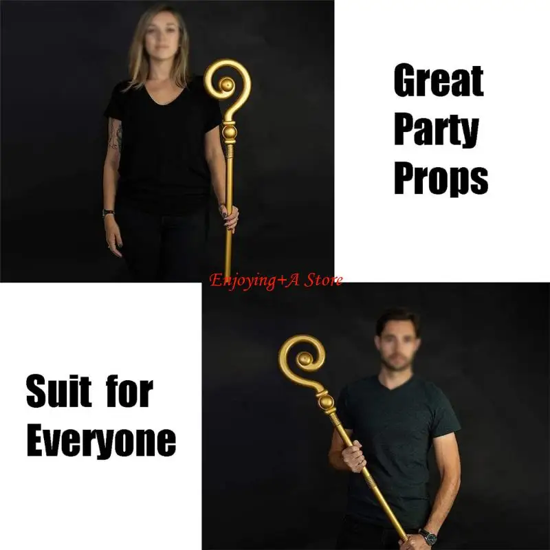 

PXPB Mystical Gold Staff Durable Role Playing Accessory For Halloween Costumes Theater Art Fantasy Event