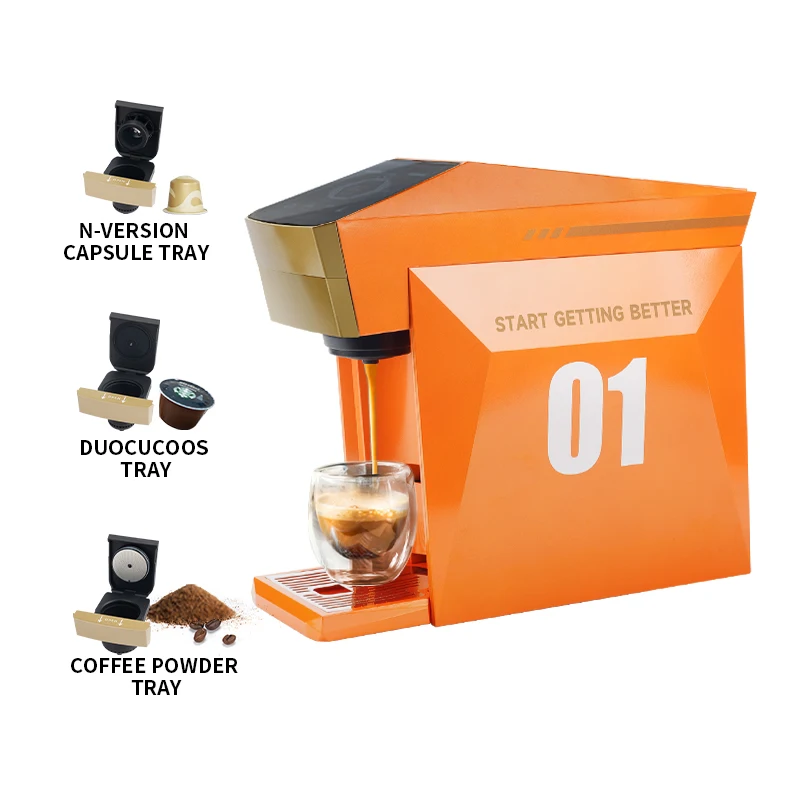 3-in-1 Capsule Coffee Machine Multi-Function Espresso Maker Cappuccino Machine Compatible with Mainstream Coffee Capsules
