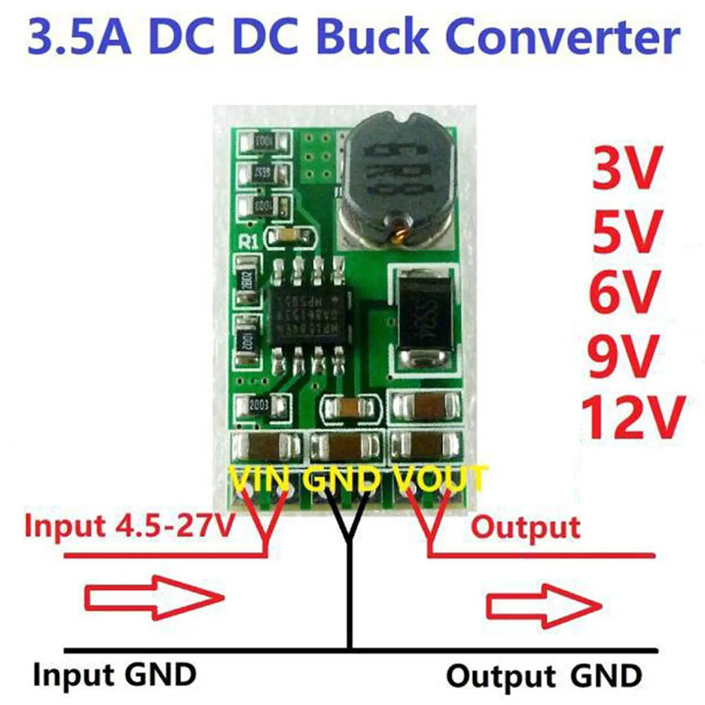 

3.5A DC-DC Converter Module Buck Power Supply Board Step-Down Voltage Regulator Module 4.5V-27V to 3V 5V 6V 9V 12V Power Board