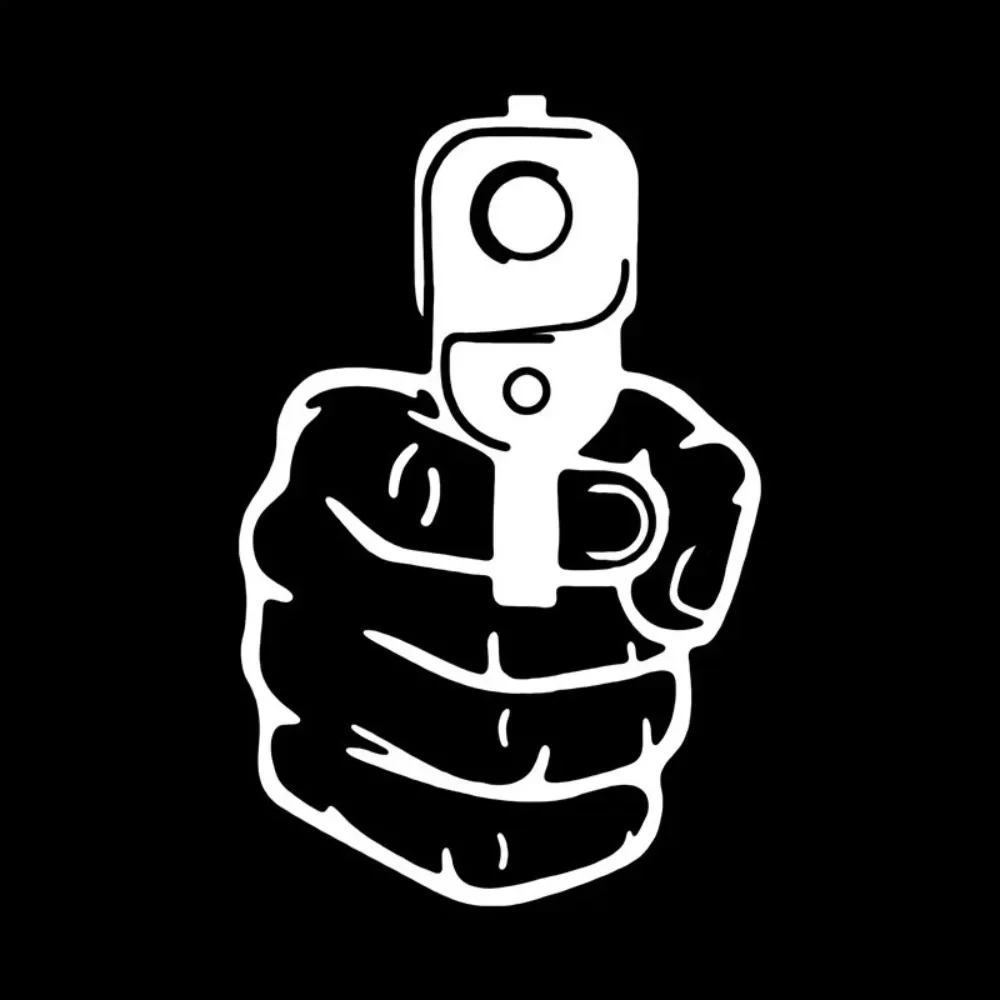 Funny Middle Finger Handgun Vinyl Car Stickers Scratchproof Decals for Car Van Window Laptop Phone DIY Decor Accessories 5