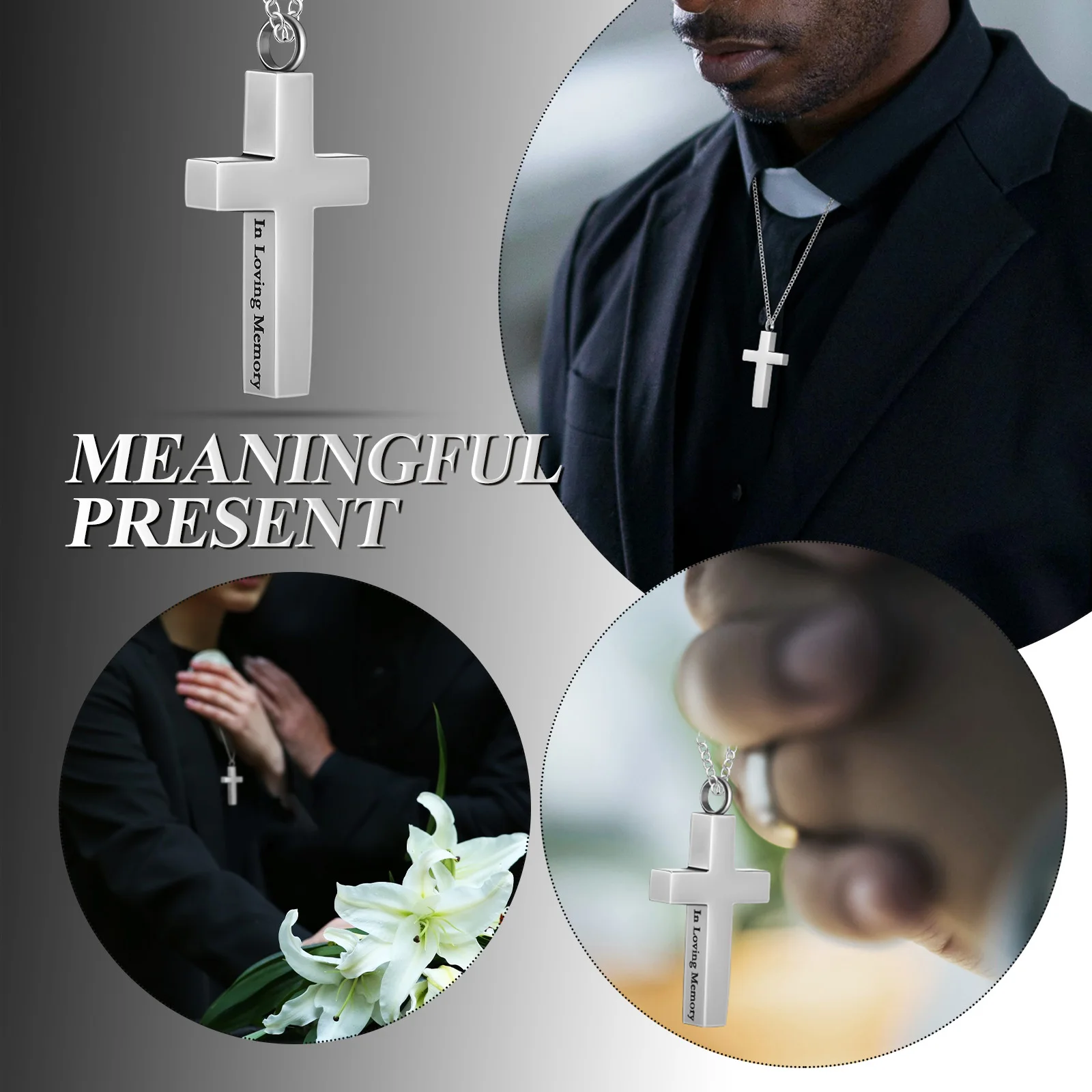 قلادة رماد على شكل صليب مجوهرات جنائزية ناعمة مصقولة على شكل جرة ملابس مريحة هدية ذات مغزى #6