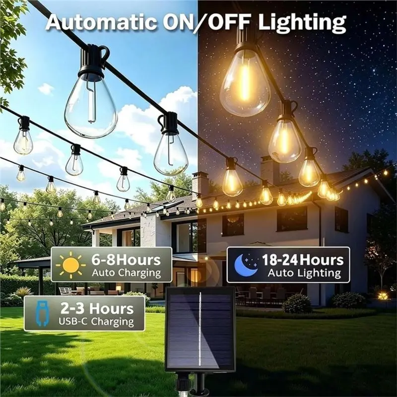 DTEN-Solar Battery Box For 24V LED String Lights 1200Mah Solar Panel With Remote Control,Waterproof Replacement Solar Panel