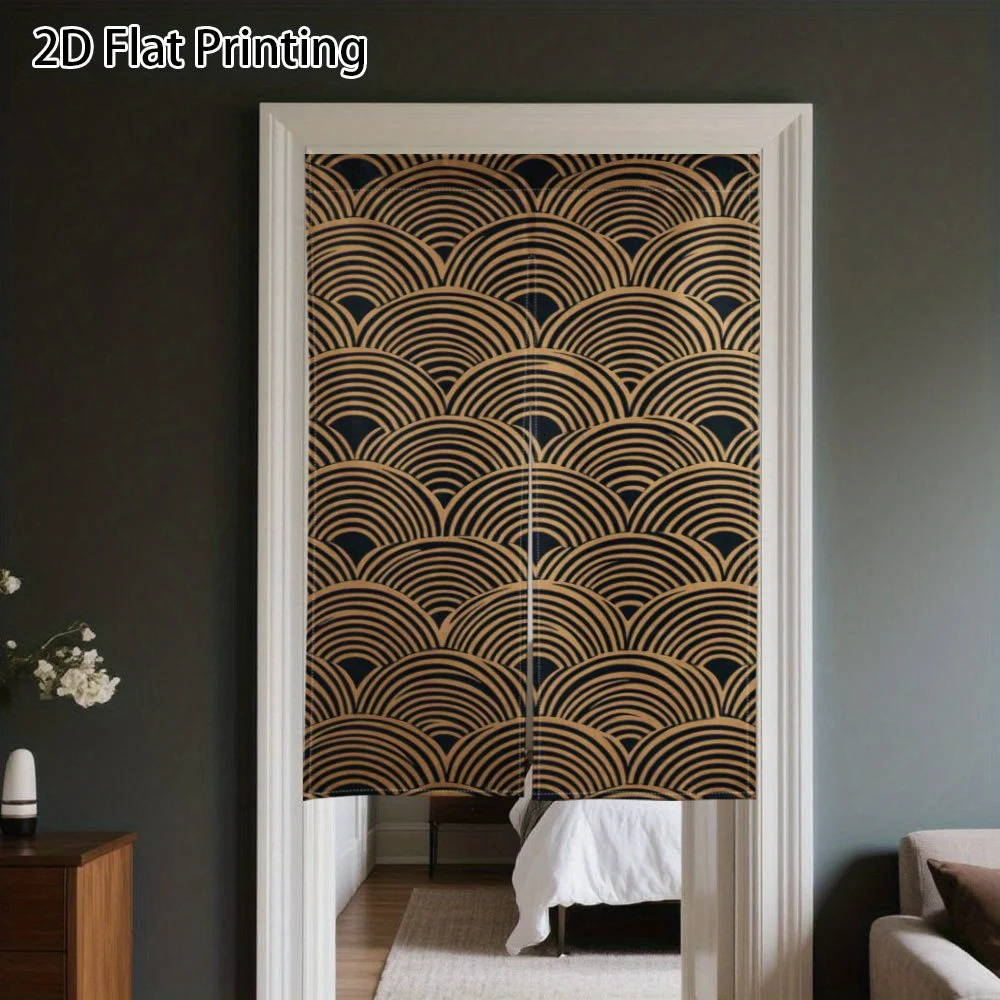 Abstract Gold Wave Pattern Room Divider Screen Curtain Luxury Boho Privacy Separator for Modern Home Decor Interior Design