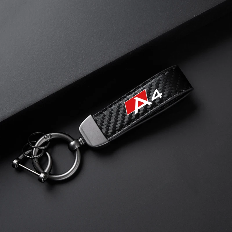 Car Keychain Horseshoe Buckle Jewelry for audi A3 A4 A5 A6 A7 A8 Q3 Q5 Q7 Q8 SLINE S LINE carbon fiber Leather Accessories