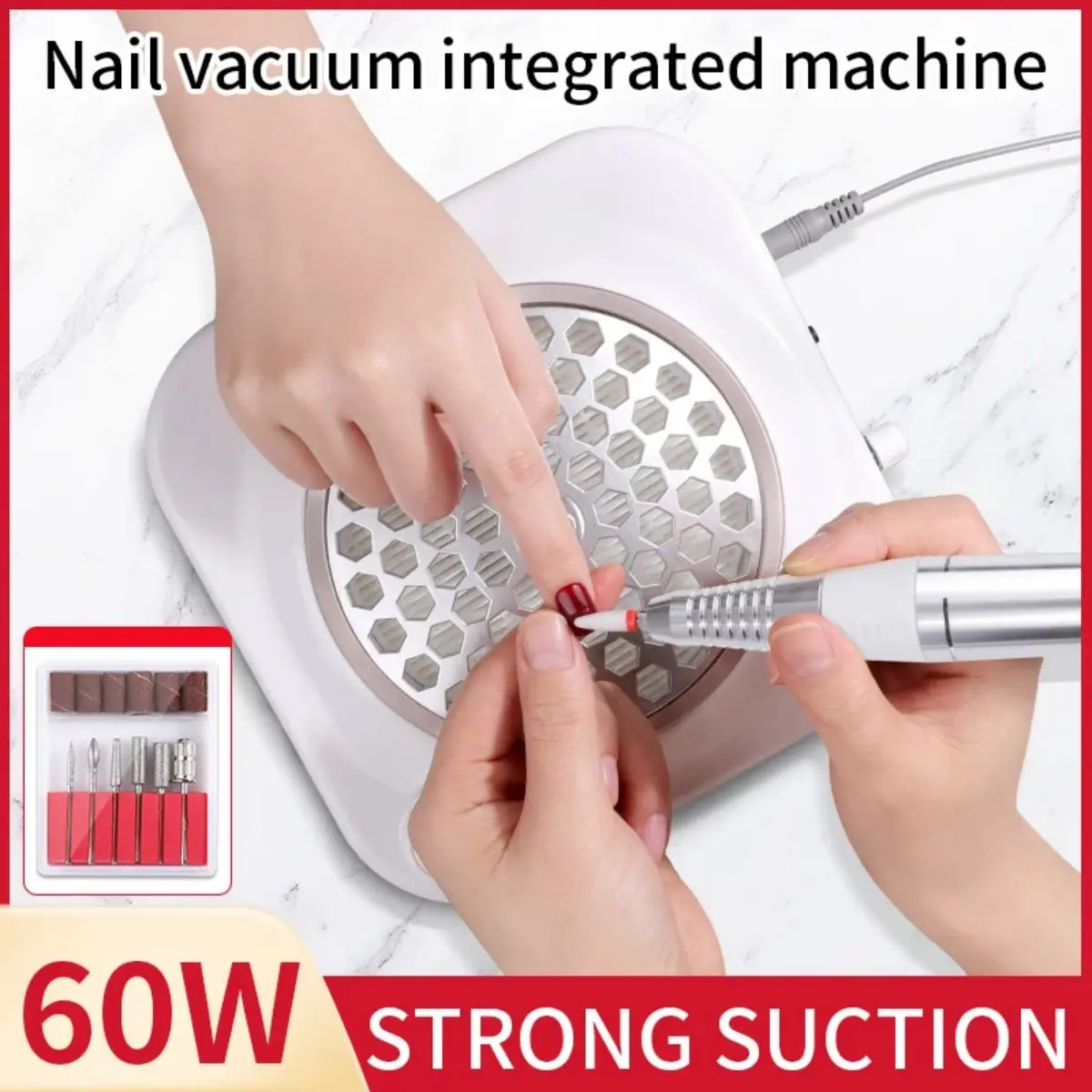 Centrifugal Nail Art Two-in-One Nail Dust Suction Machine Adjustable Speed High Power Nail Art Vacuum Cleaner Replaceable Filter