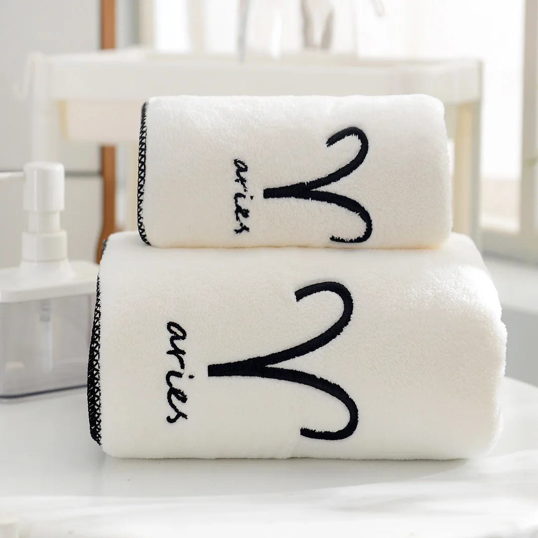 Constellation Embroidery Bath Towel Large Cotton Absorbent Quick Drying Body Wrap Hair Soft Comfortable Bath Towel 70X140