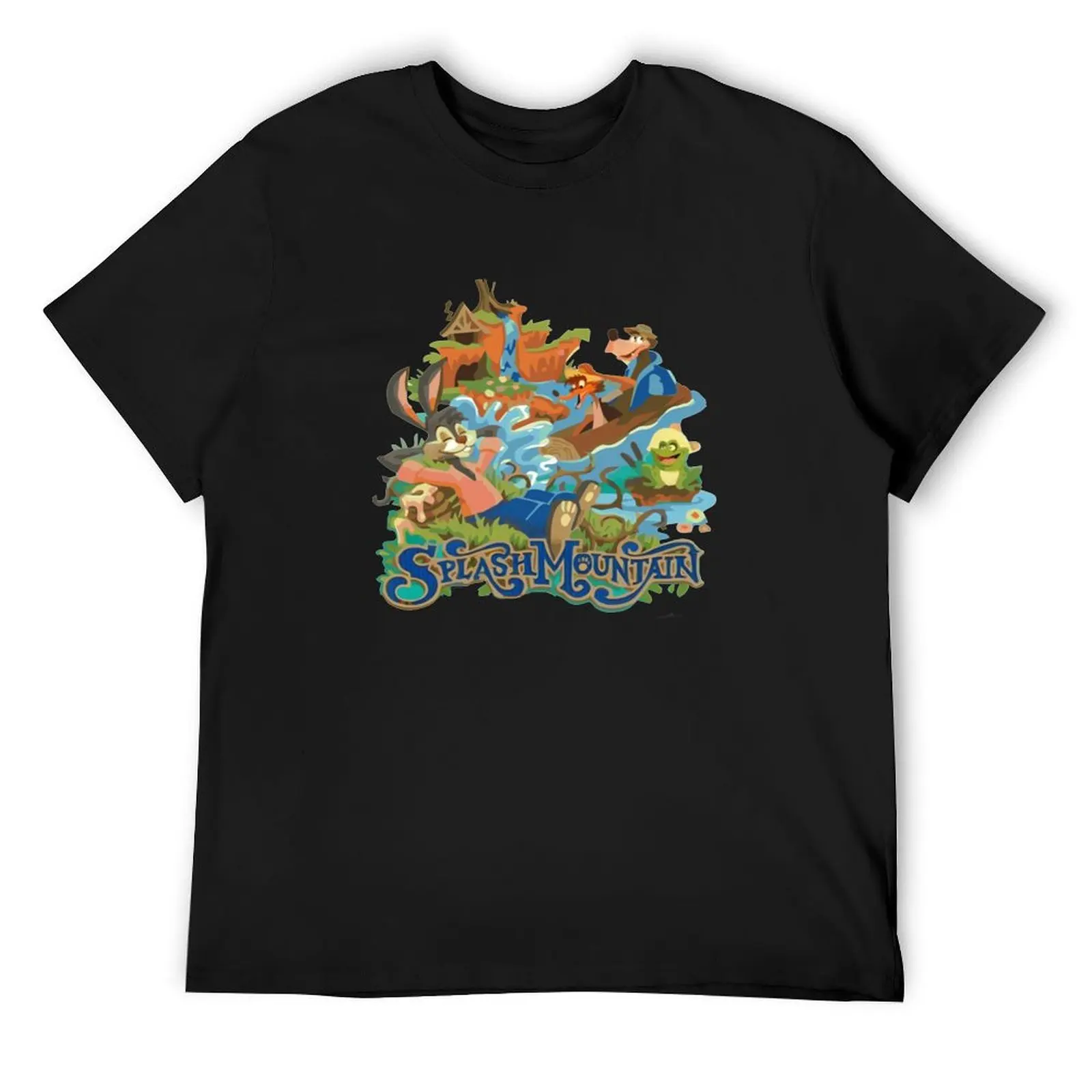 The Splash Mountain T-Shirt customs blacks Blouse tops t shirt men 100℅ cotton