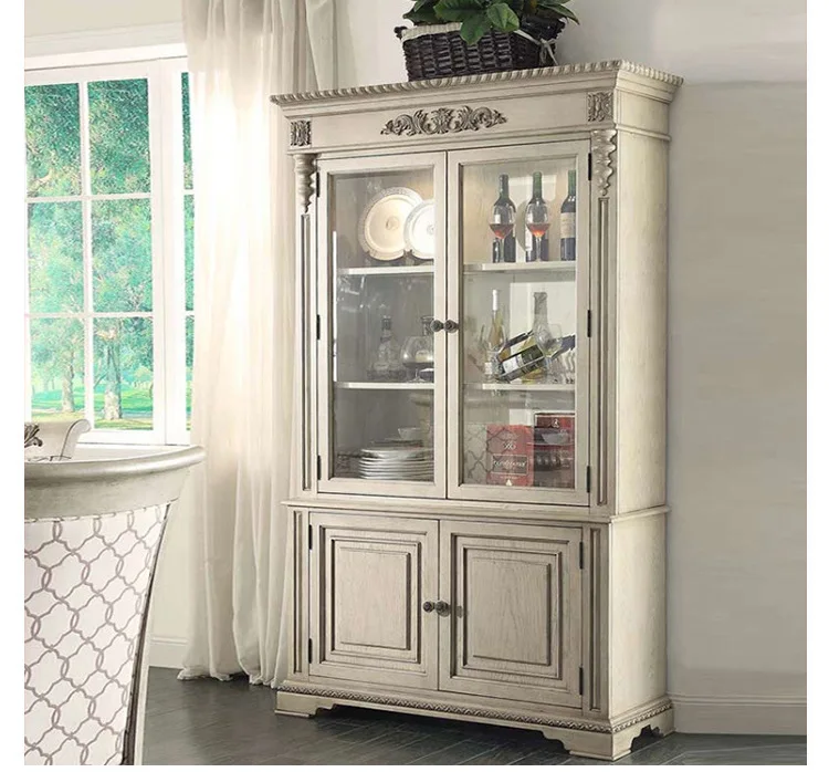 

Тумба-буфет из массива дерева в стиле французского ретро и скандинавского минимализма, с двойными дверцами, для столовой