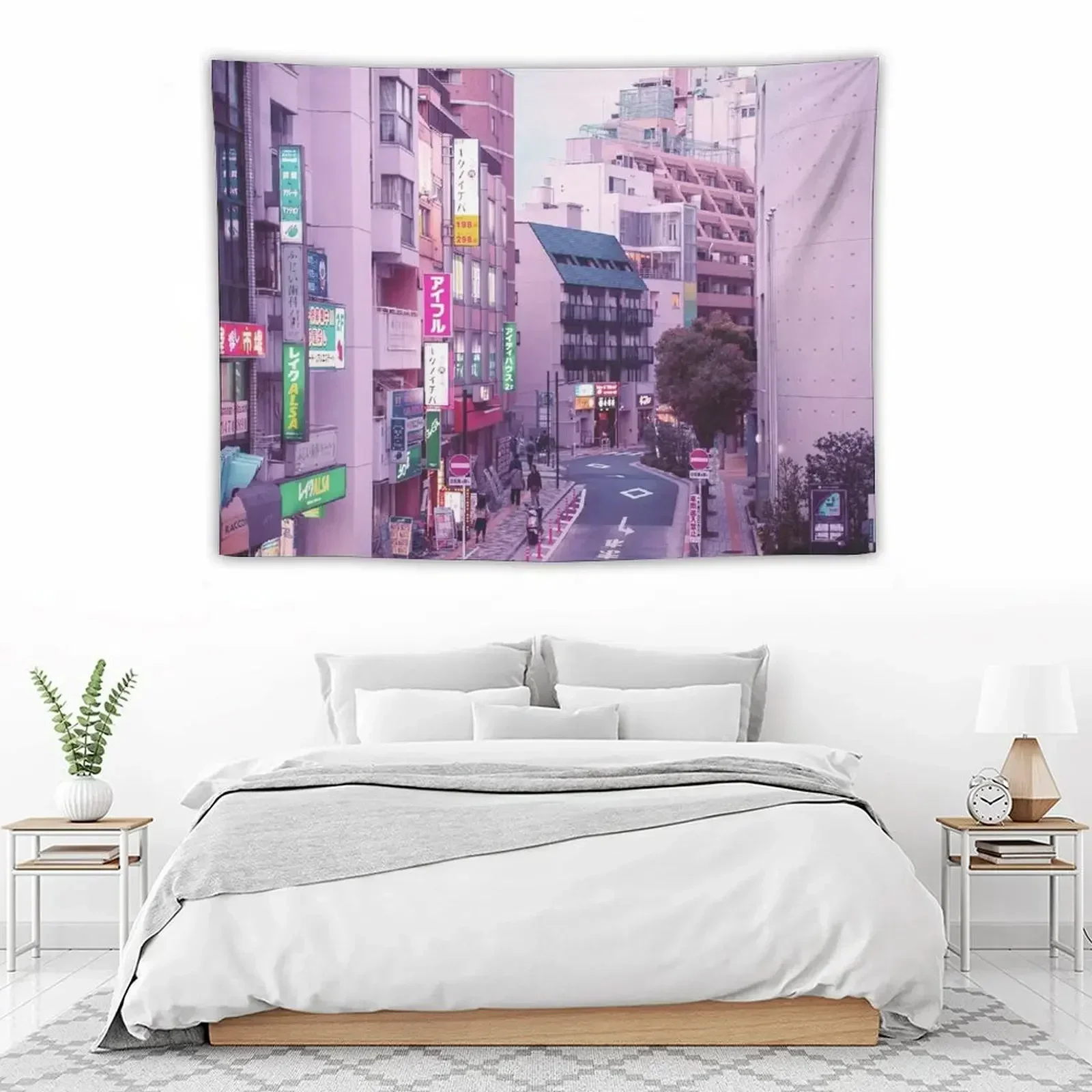 Pink City Pop Estetica Tokyo Giappone Poster Vaporwave lofi moody vibe Arazzo Forniture per la casa Dipinti decorativi Arazzo