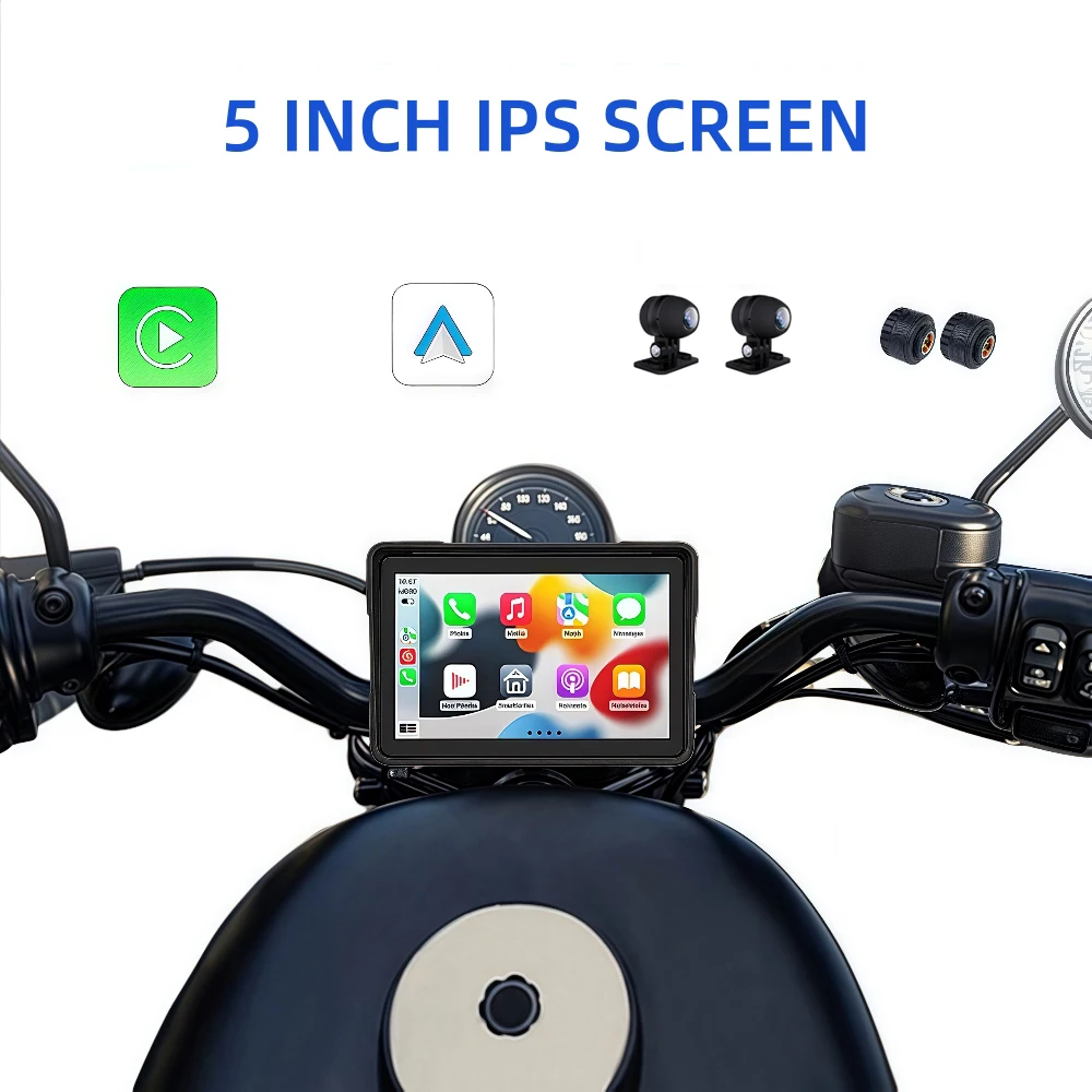 

5 Inch Motorcycle GPS Navigation Carplay Android Auto Multimedia Player Portable Waterproof Touch Screen TPMS CSM552