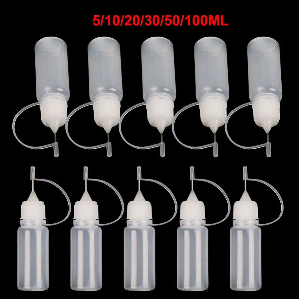 5Pcs Plastic Needle Dispensing Bottle Glue Applicator Reuse White Black Paper Quilling Scrapbooking DIY Craft Tool Bottle