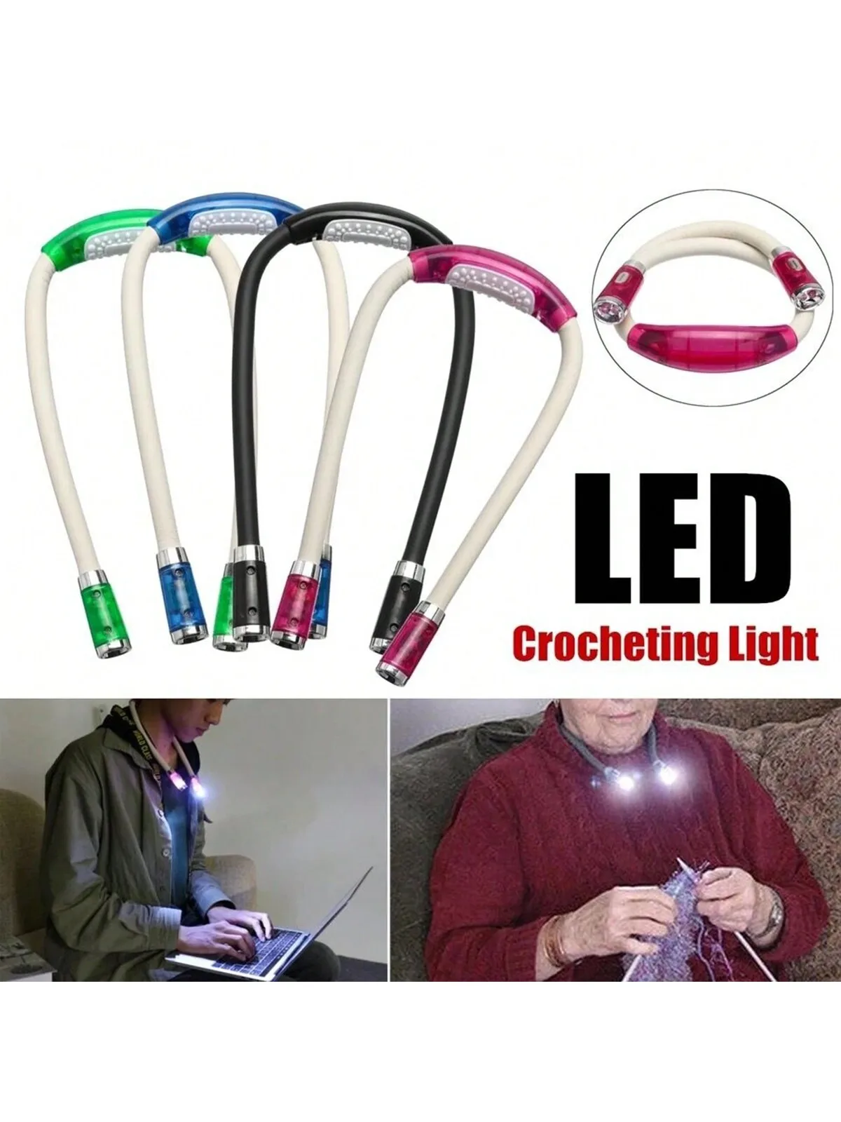 Luz LED flexible manos libres para lectura, accesorio de pintura de diamantes de color aleatorio